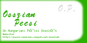 osszian pecsi business card